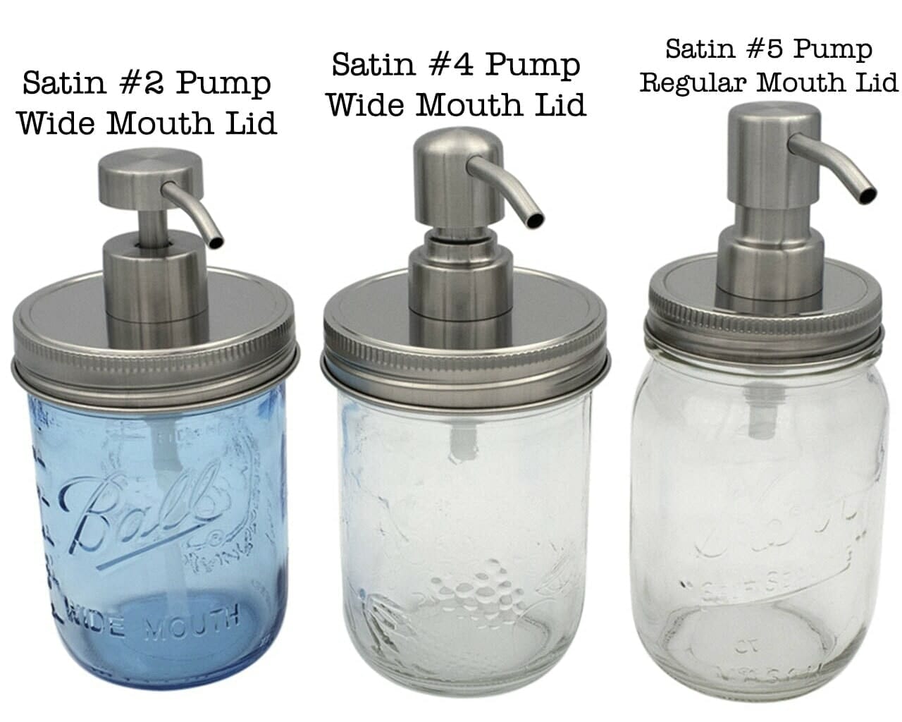mason-jar-lifestyle-rust-proof-soap-lotion-pump-dispenser-lid-kit-satin-brushed-2-4-5-regular-wide-mouth-pint-16oz-ball-kerr-bernardin-mason-jars-labelled