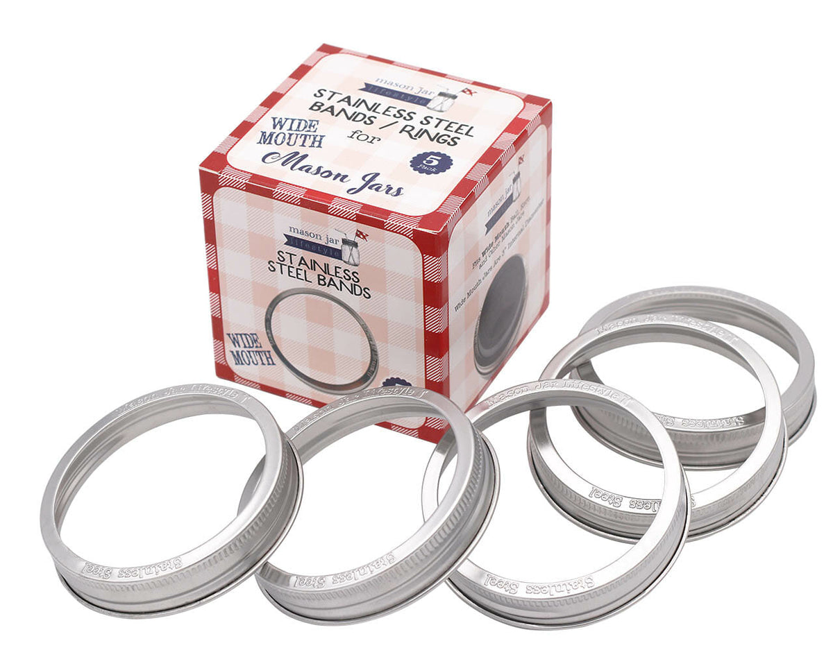 Rust Proof Stainless Steel Bands / Rings for Mason Jars 5 Pack · Mason ...