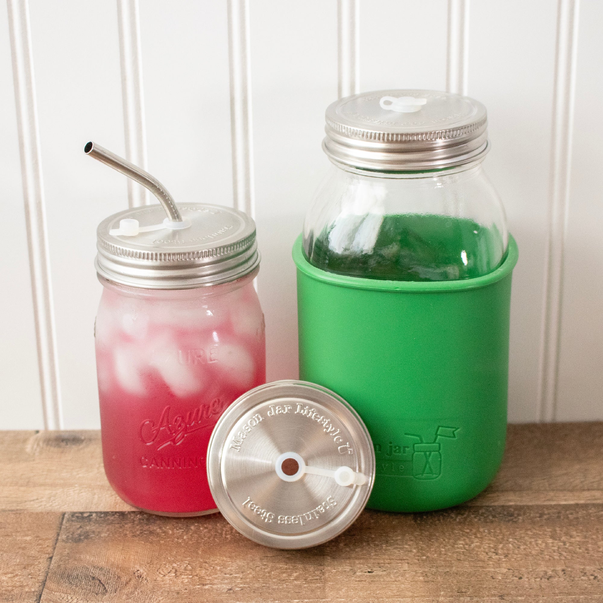 Straw Hole Tumbler Stainless Steel Lids for Mason Jars 5 Pack