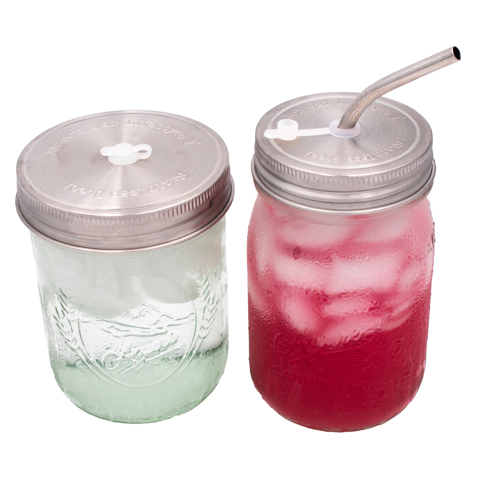 Straw Hole Tumbler Stainless Steel Lids for Mason Jars 5 Pack
