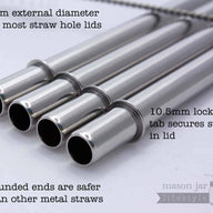 Mason Jar Lifestyle safer rounded end stainless steel straws text information graphic