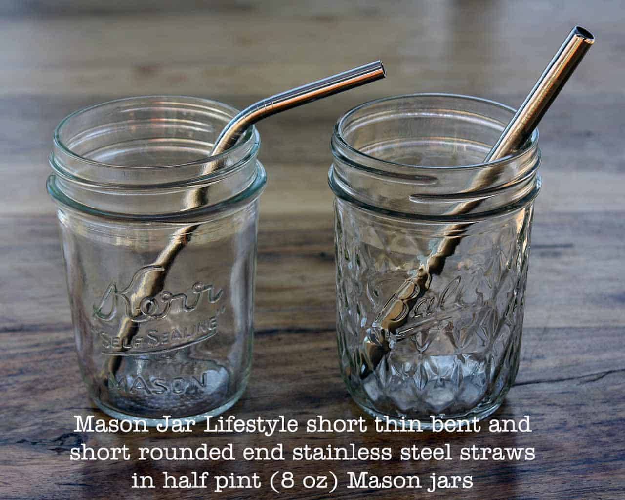 Short Glass Straws for Half Pint Mason Jars, Coffee Mugs, Wine and Cocktail  Glasses, Kids (4 Pack + Cleaning Brush)