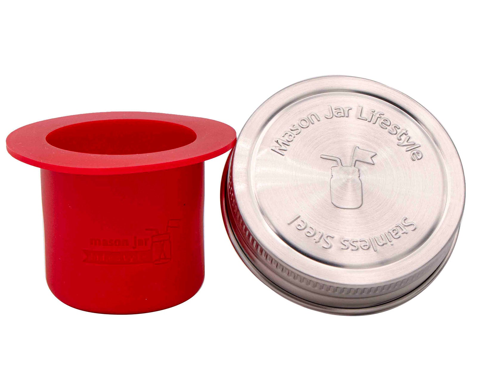 regular mouth cherry red silicone divider cup with stainless steel storage lid
