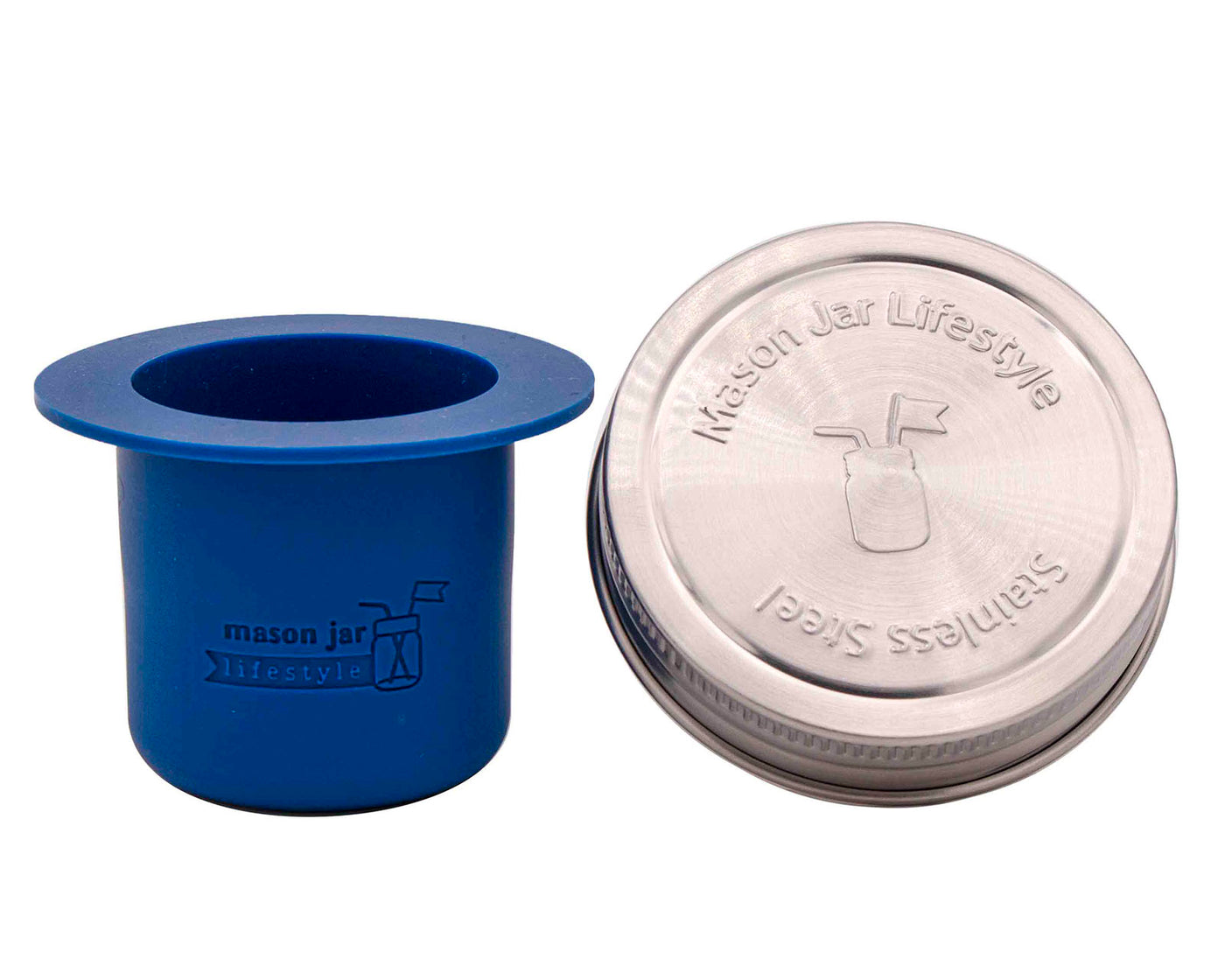 regular mouth deep blue silicone divider cup with stainless steel storage lid