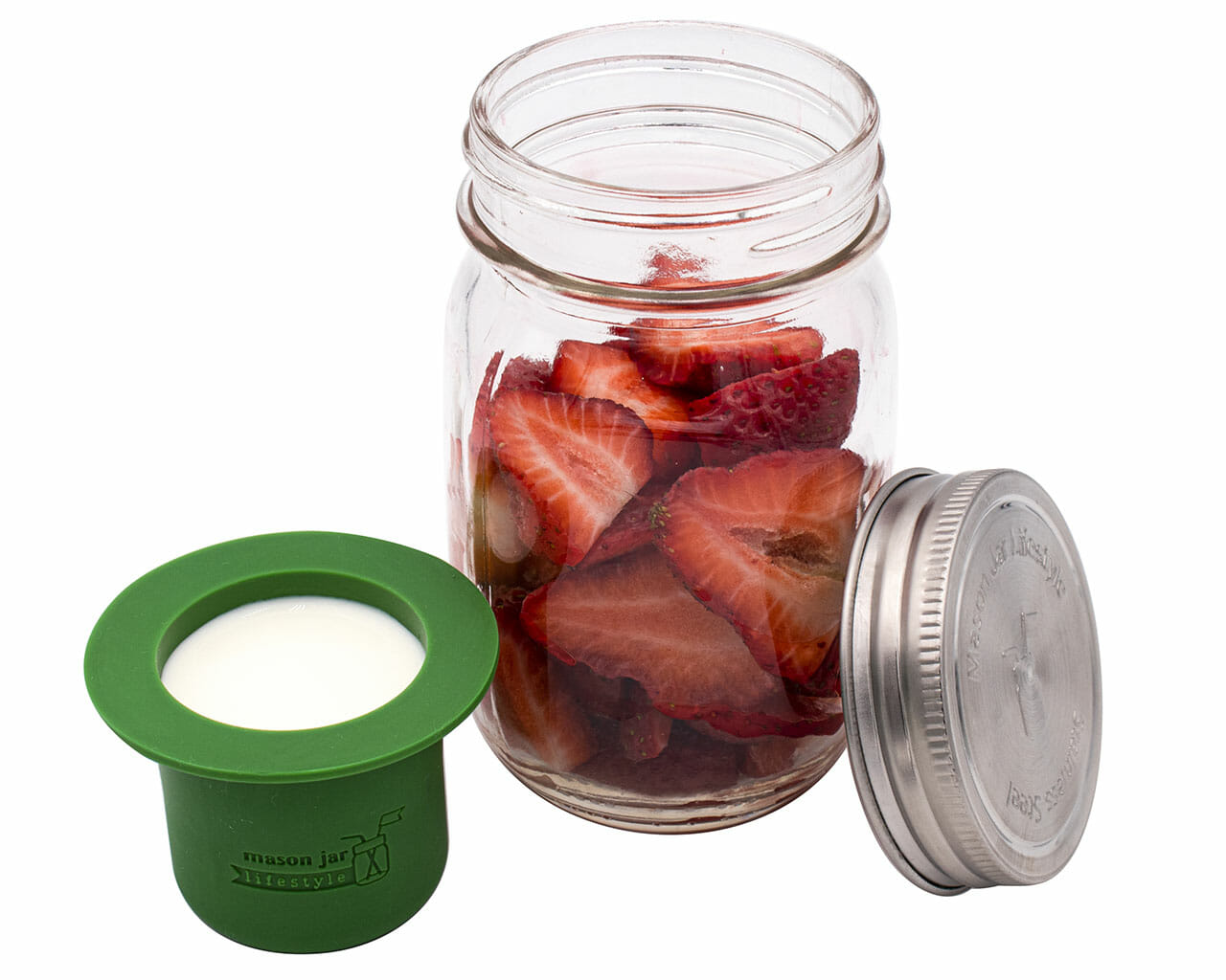 Mason Jar Divider Cup for Salads, Dips, and Snacks Leaf Green / Regular Mouth