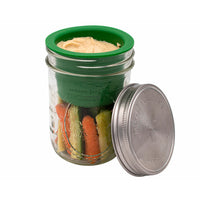 Silicone divider dressing cup stainless steel storage lid 16oz pint fruit wide mouth vegetables dip leaf green inside 2