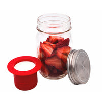 Silicone divider dressing cup stainless steel storage lid 16oz pint fruit yogurt regular mouth cherry red 2