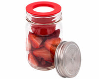 cherry red silicone divider cup insert for regular mouth mason jars with leak proof stainless steel storage lid