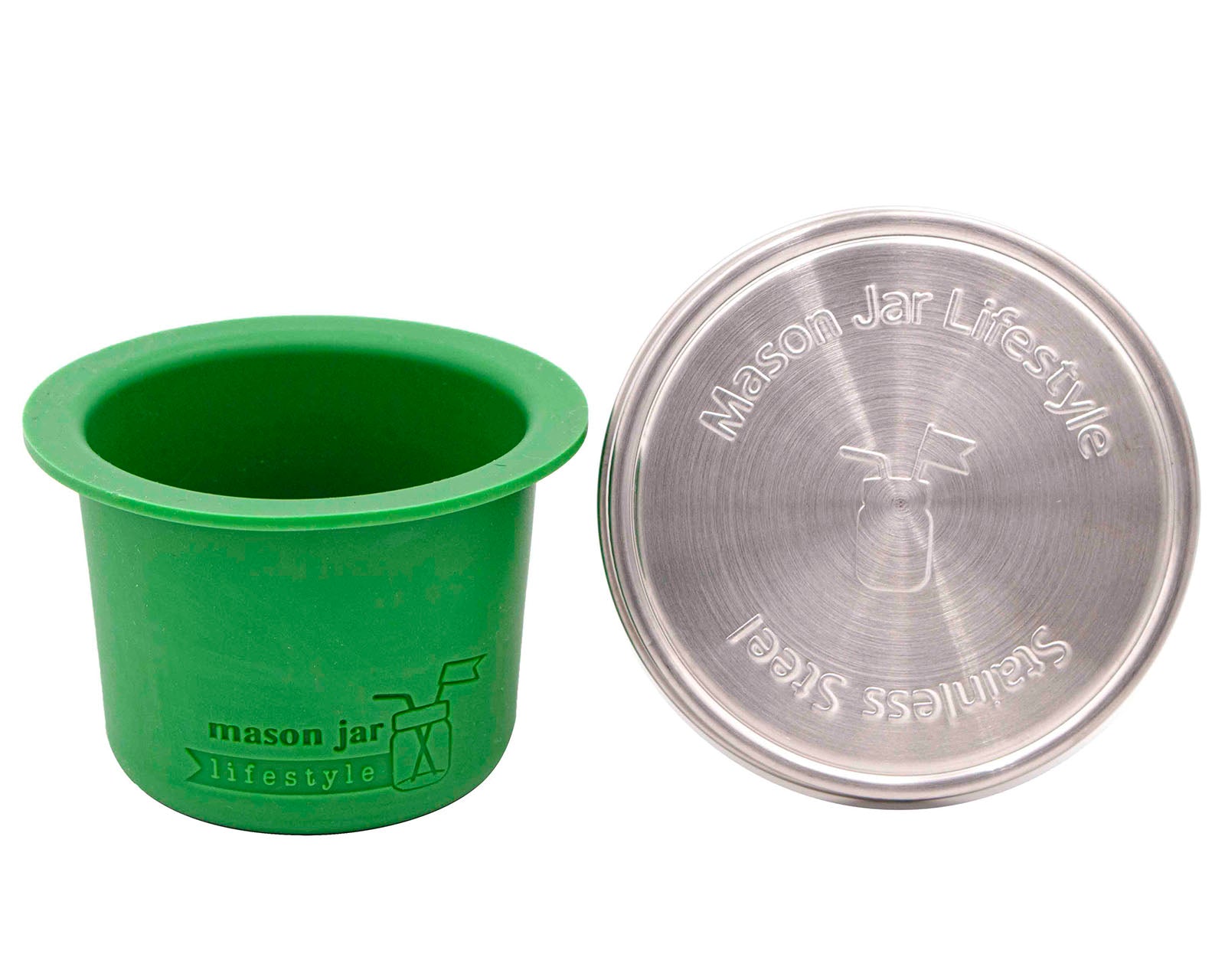 wide mouth leaf green silicone divider cup with stainless steel storage lid