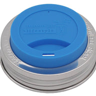 Silicone Drinking Lid with Stainless Steel Band for Mason Jars