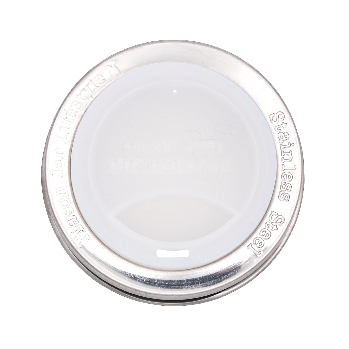 Silicone Drinking Lid with Stainless Steel Band for Mason Jars