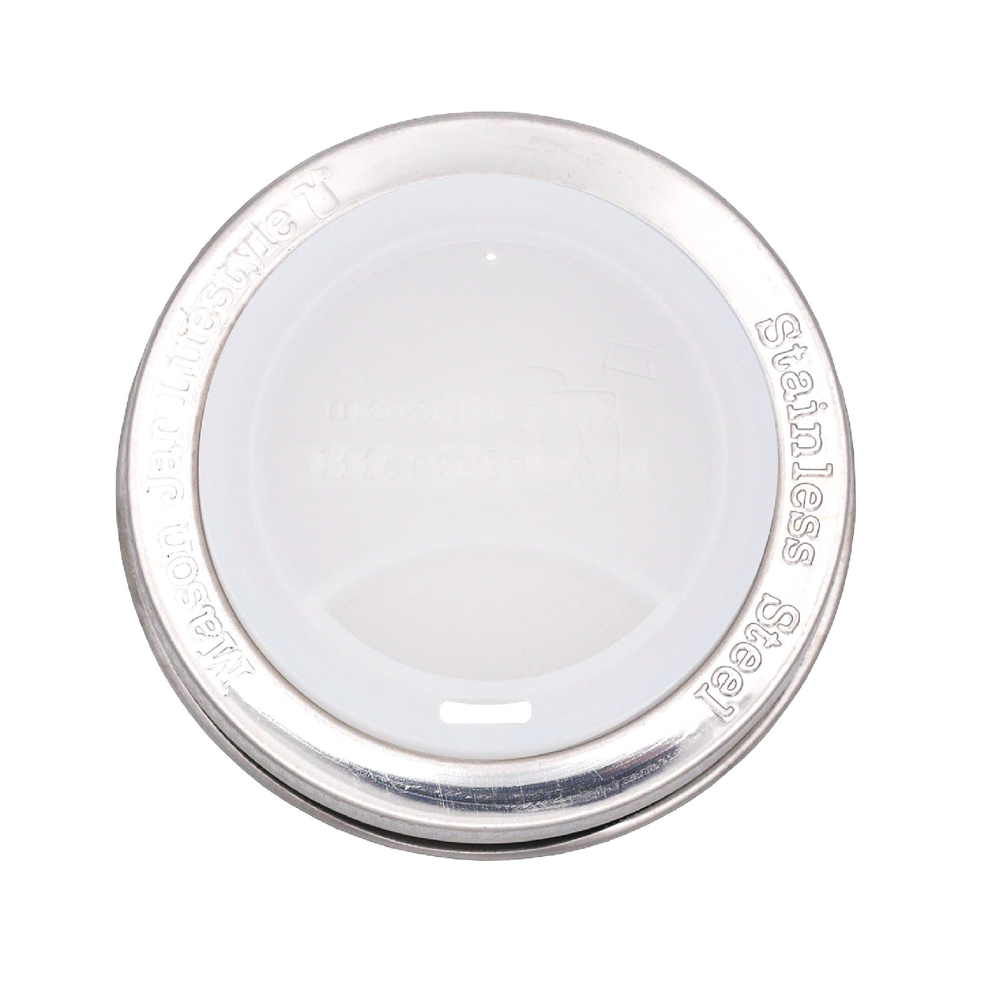 Silicone Drinking Lid with Stainless Steel Band for Mason Jars