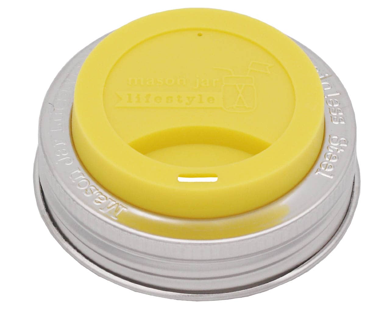 Silicone Drinking Lid with Stainless Steel Band for Mason Jars