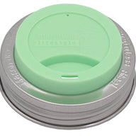 Silicone Drinking Lid with Stainless Steel Band for Mason Jars