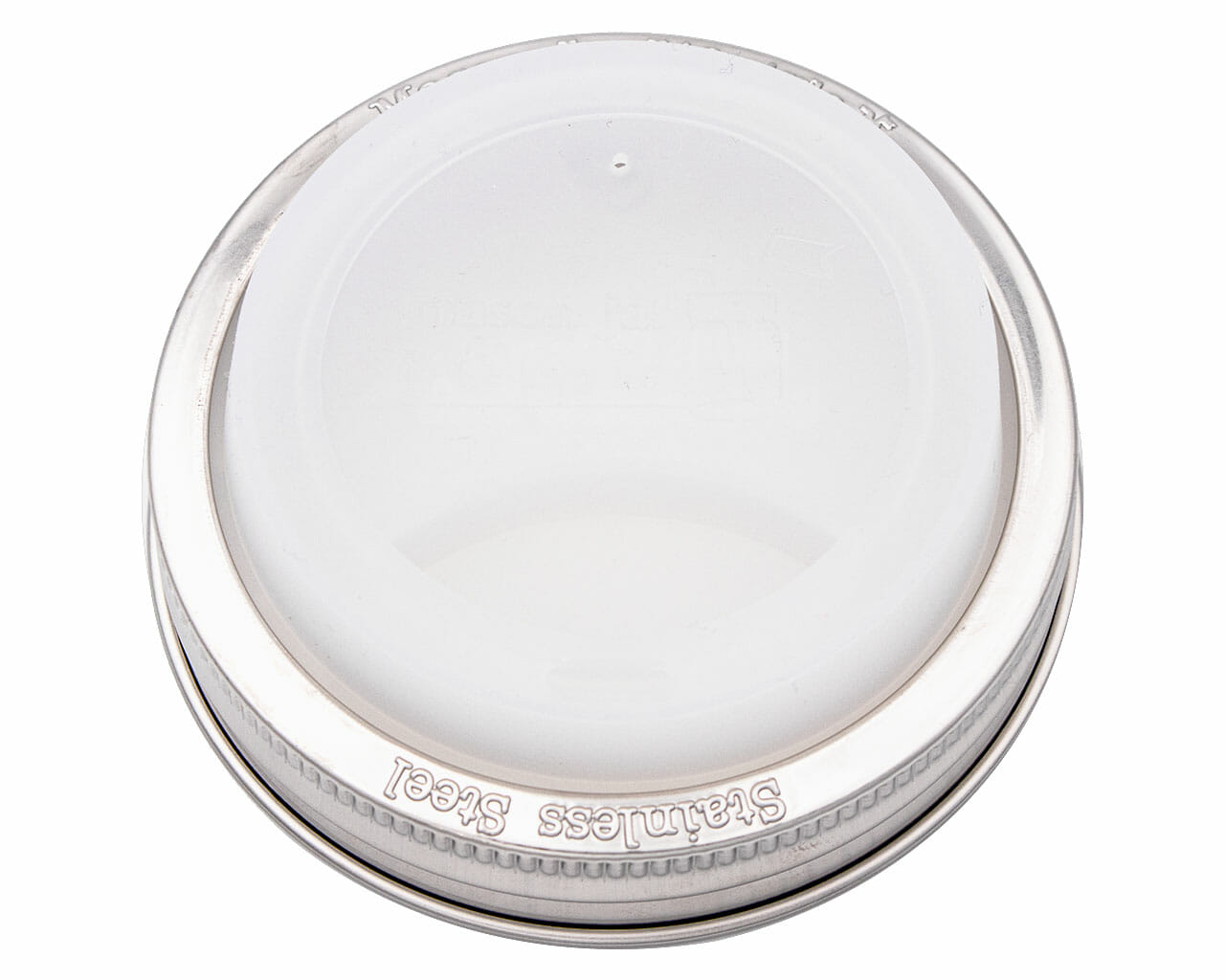 Silicone Drinking Lid with Stainless Steel Band for Mason Jars