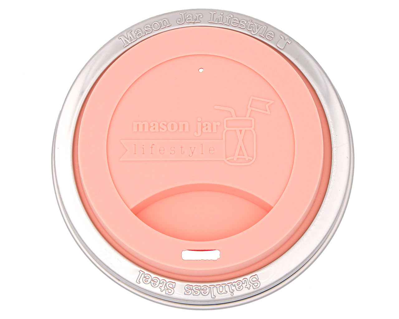 Silicone Drinking Lid with Stainless Steel Band for Mason Jars