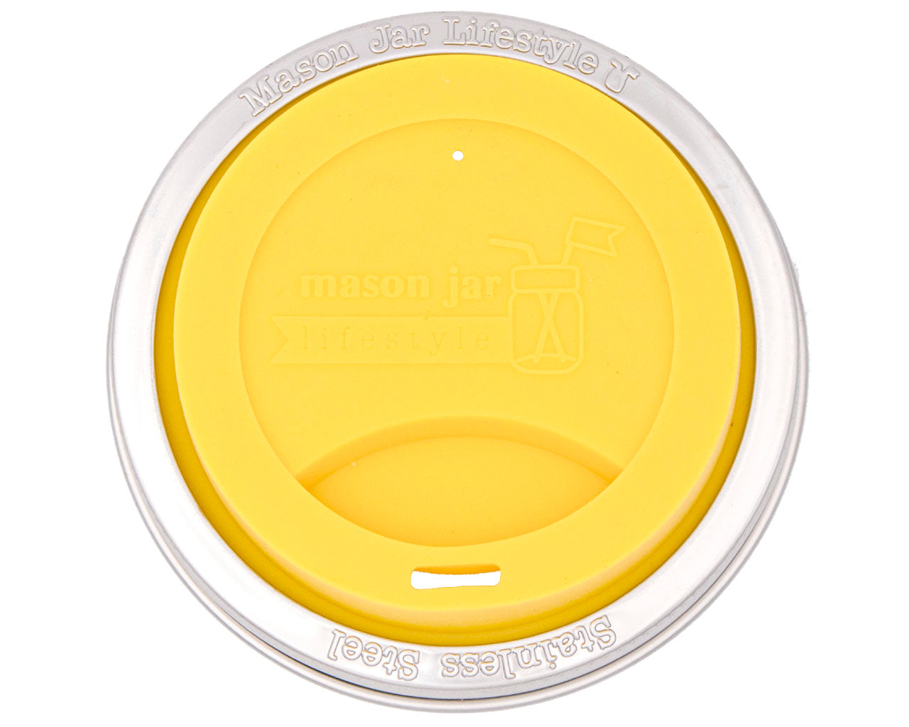 Silicone Drinking Lid with Stainless Steel Band for Mason Jars