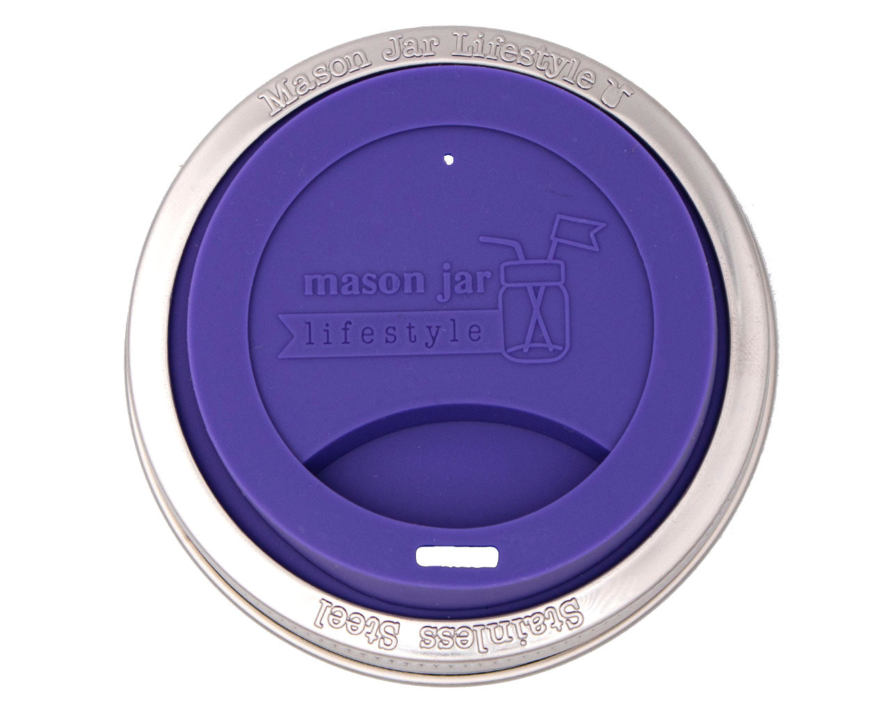 Silicone Drinking Lid with Stainless Steel Band for Mason Jars