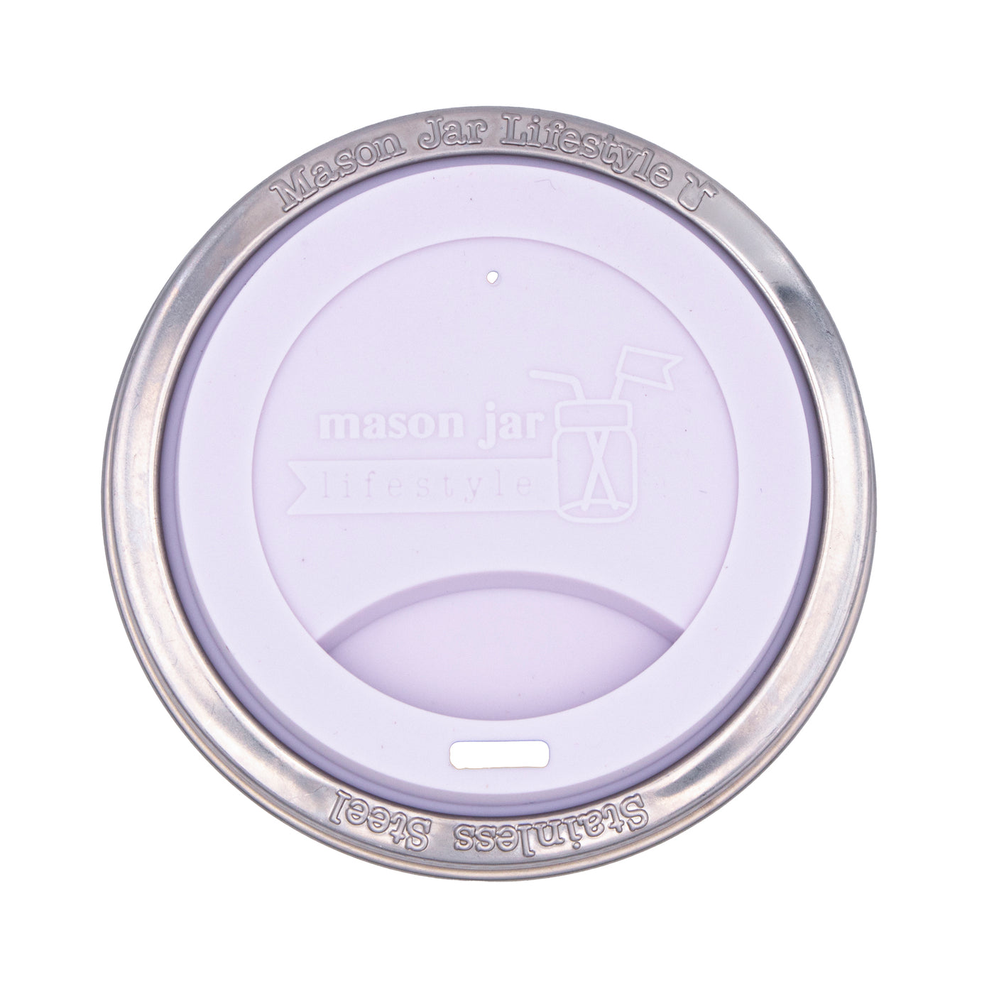 Silicone Drinking Lid with Stainless Steel Band for Mason Jars
