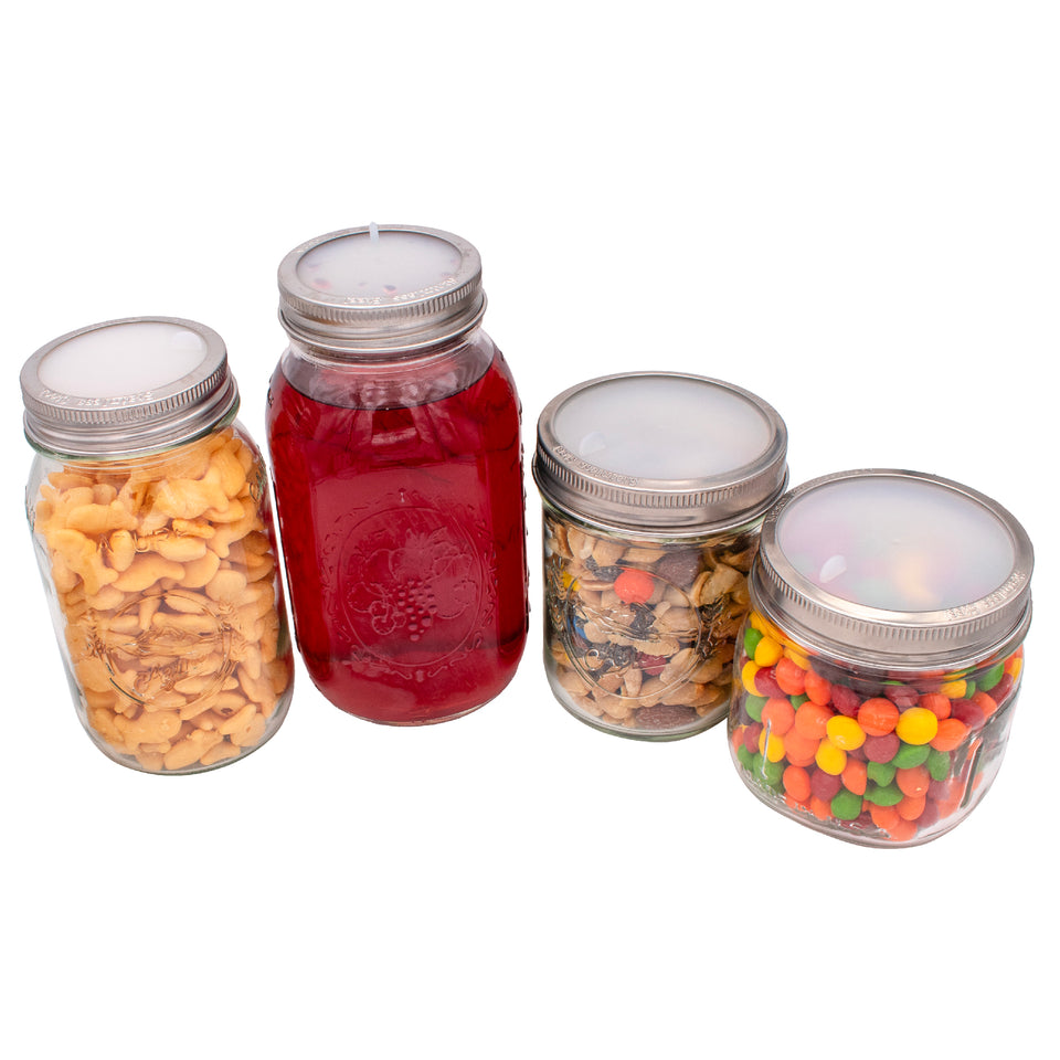 Silicone lid liner food storage leak proof coffee pantry dry goods regular wide mouth product on white
