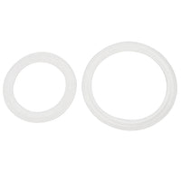 A regular mouth and wide mouth band side by side, showing the ridges in the material.