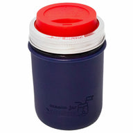 midnight blue Silicone Sleeve with cherry red drinking lid for wide mouth 16oz mason jars