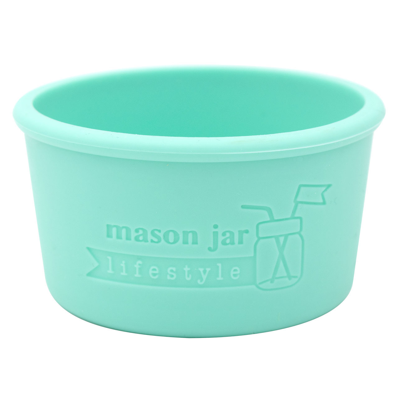 Aquamarine 4oz silicone sleeve for Mason jars.