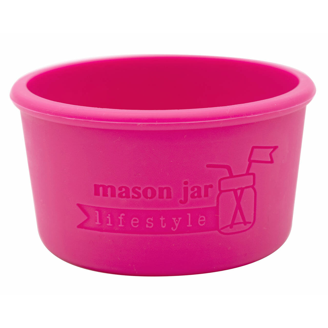 Berry pink 4oz silicone sleeve for Mason jars.