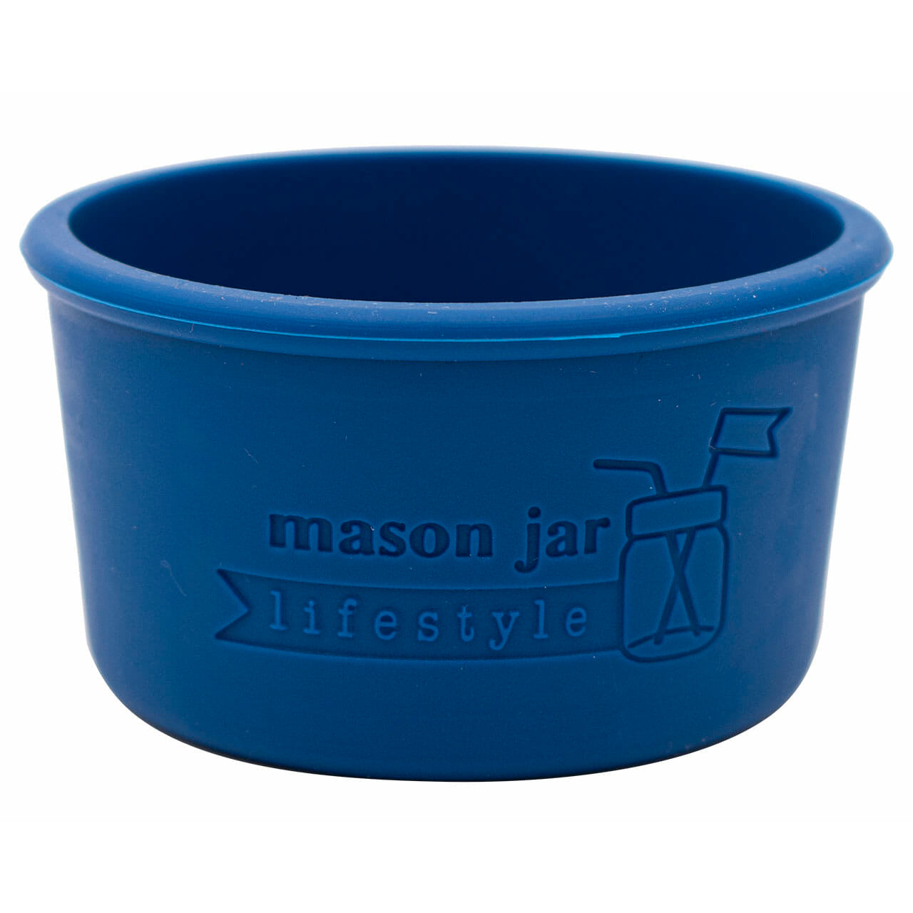 Deep blue 4oz silicone sleeve for Mason jars.