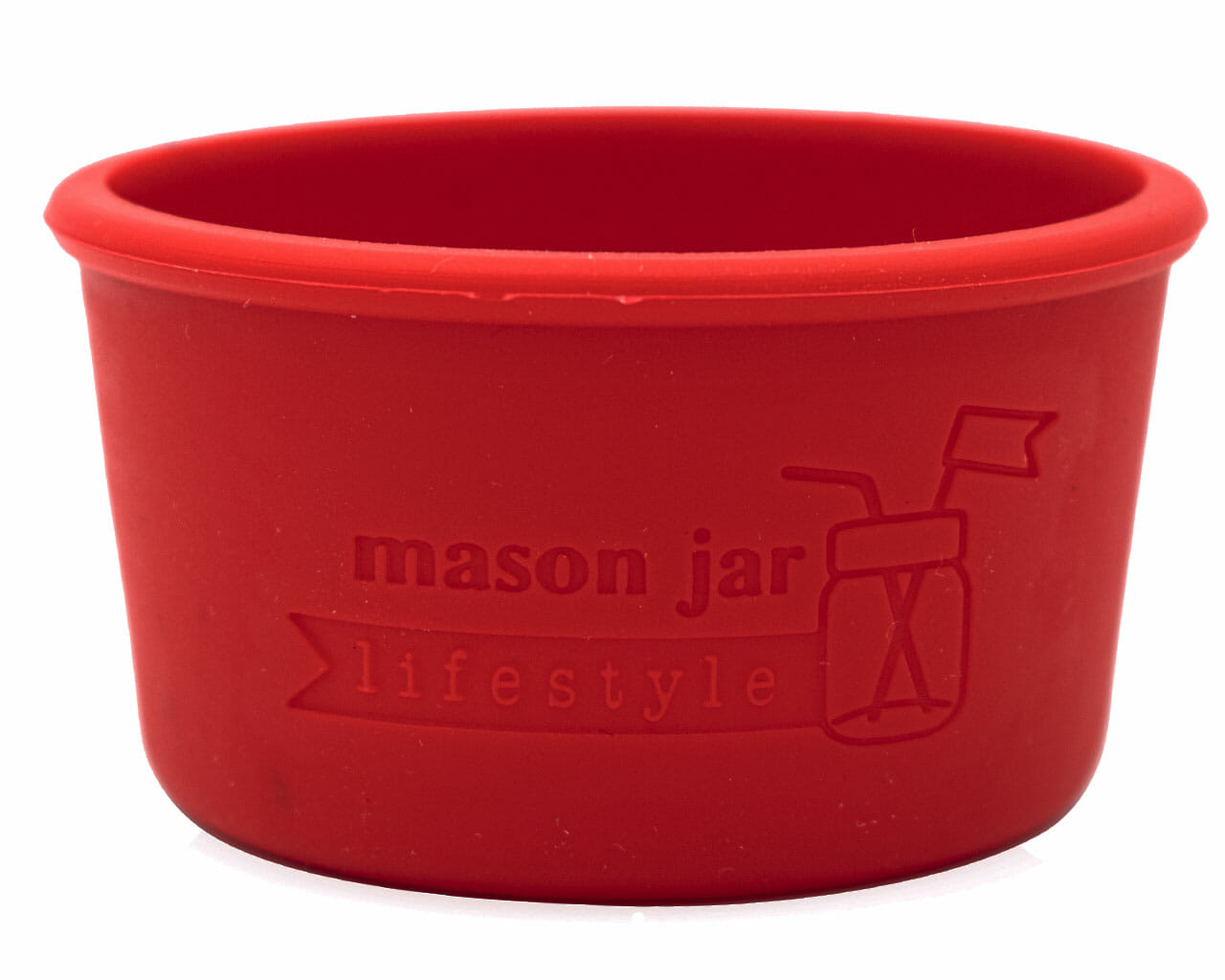 cherry red silicone sleeve koozie for 4oz regular mouth mason jars