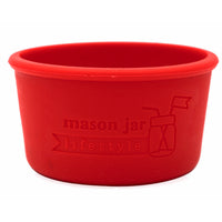 Cherry red 4oz silicone sleeve for Mason jars.