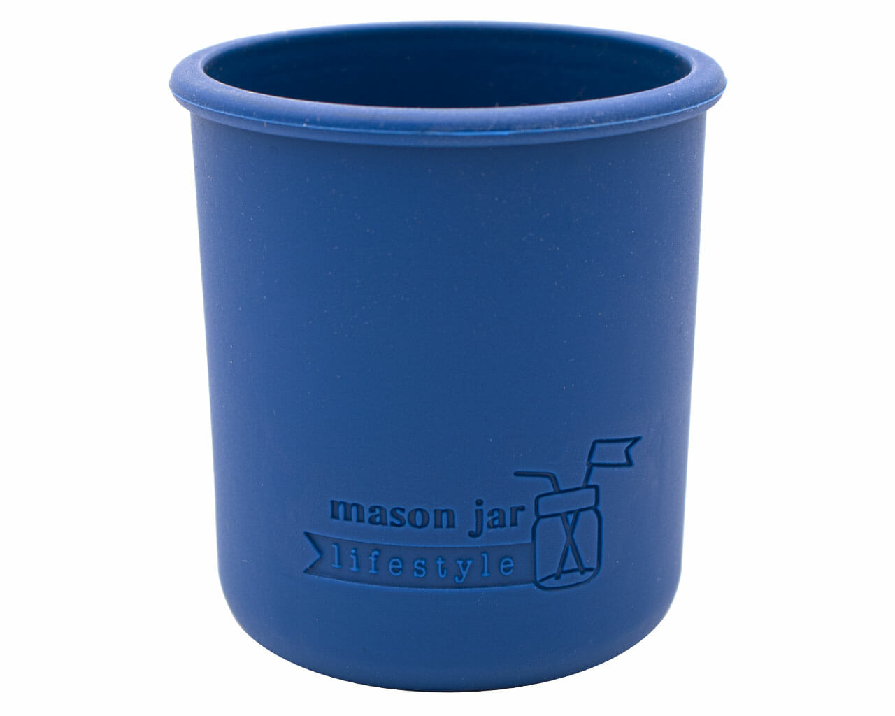 deep blue silicone sleeve koozie for 8oz regular mouth mason jars