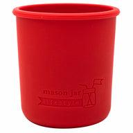 cherry red silicone sleeve koozie for 8oz regular mouth mason jars