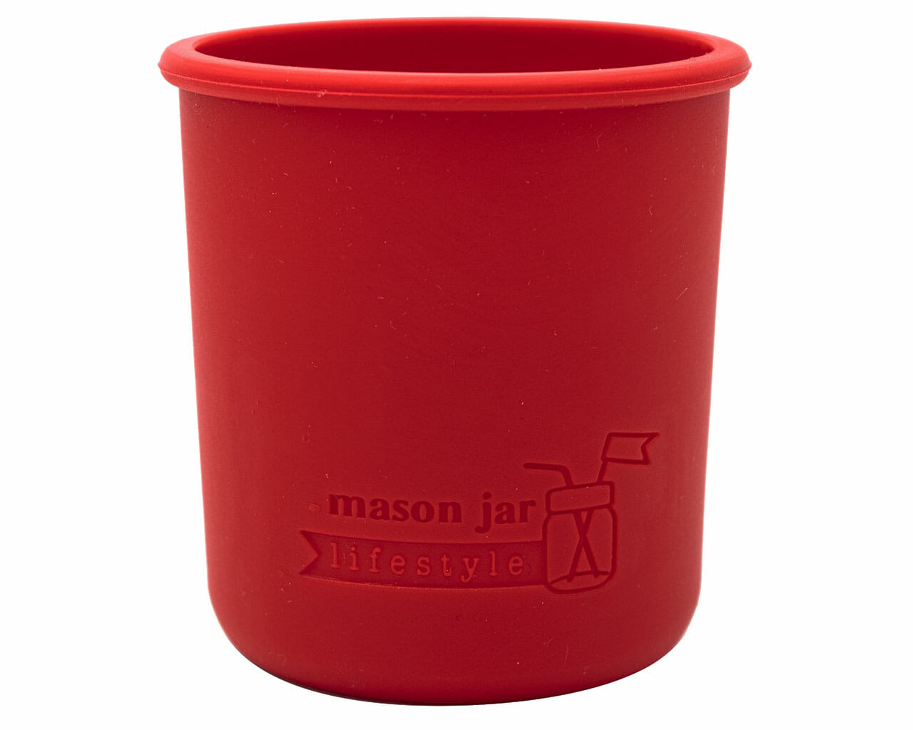 cherry red silicone sleeve koozie for 8oz regular mouth mason jars