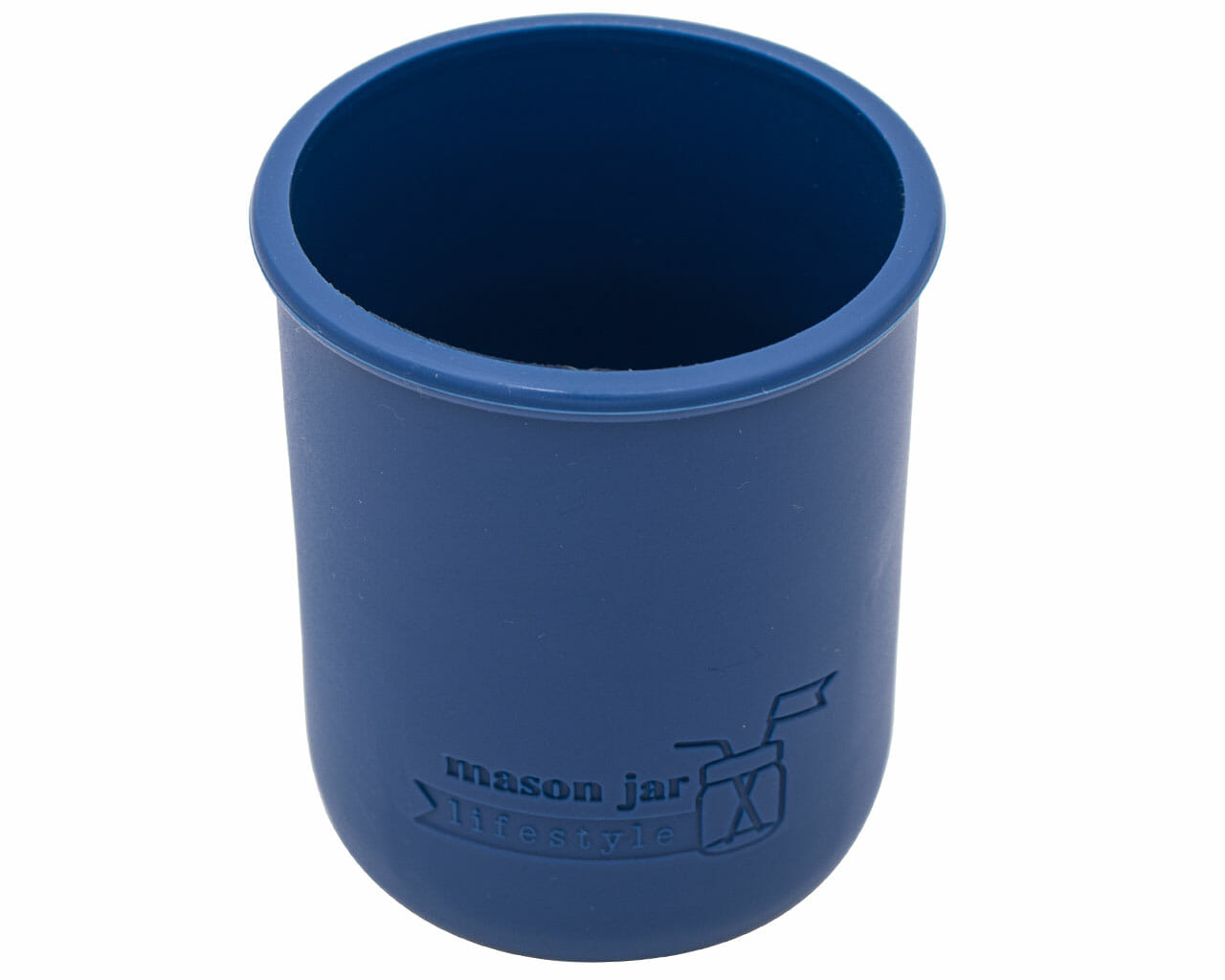 deep blue silicone sleeve koozie for 16oz wide mouth mason jars