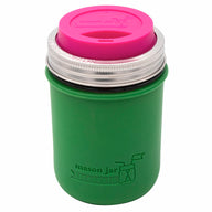 Leaf Green Silicone Sleeve with Berry Pink Drinking Lid for wide mouth 16oz mason jars