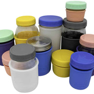 Mason Jar Lifestyle Leak proof plastic storage lids and silicone koozies on regular mouth 4oz, 8oz, 16oz, 32oz half pint quart Mason jars 5 colors