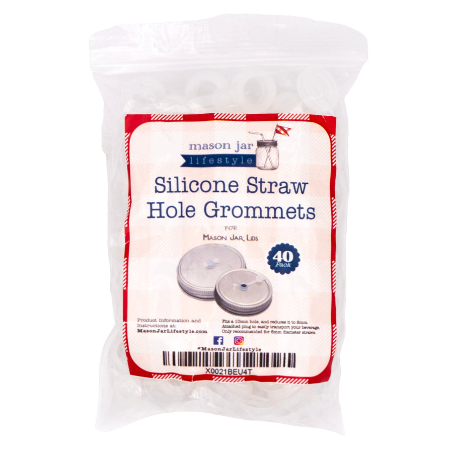 Silicone Straw Hole Grommets with Plugs for Mason Jar Lids 40 Pack