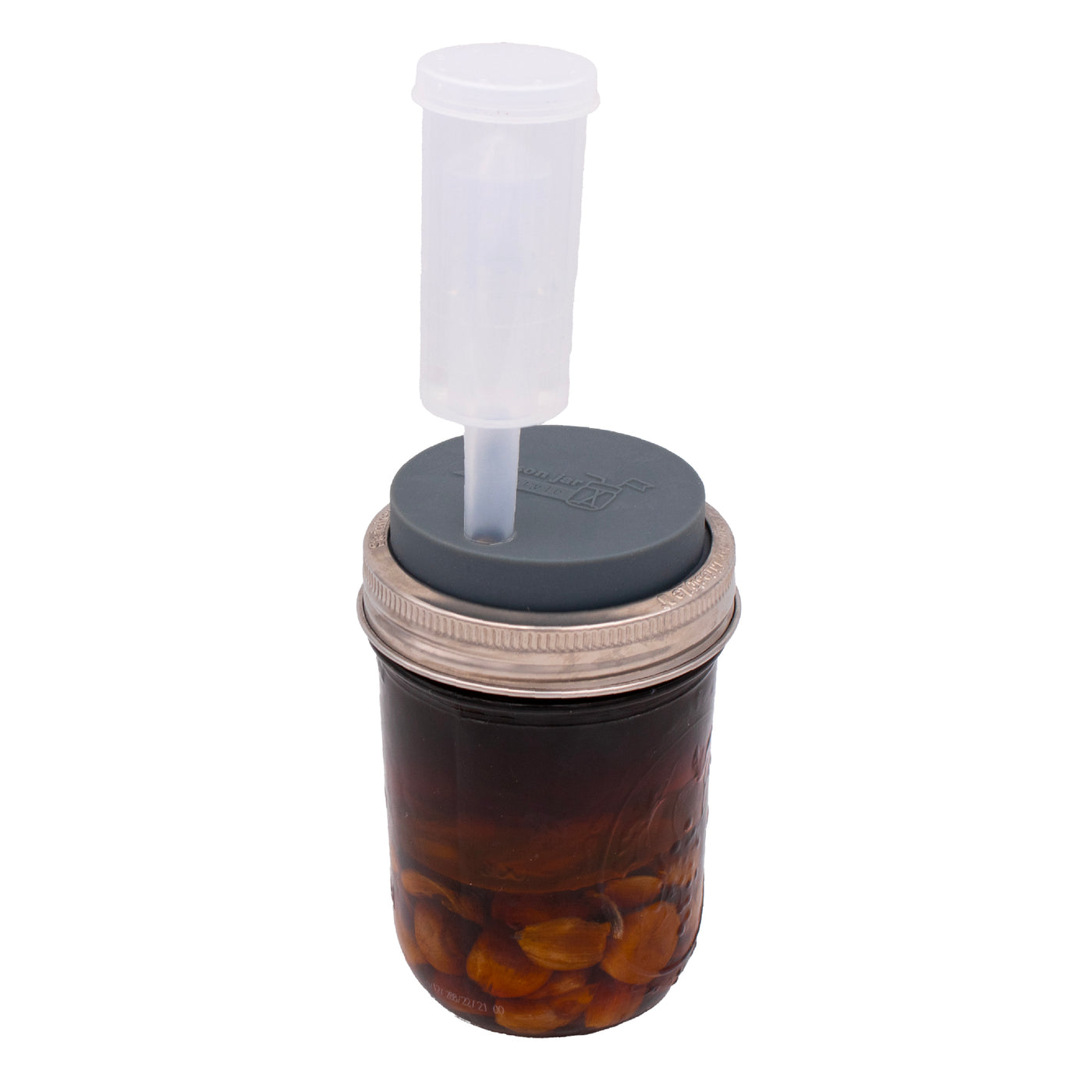 Silicone Straw Hole Tumbler with Stainless Steel Band for Mason Jars
