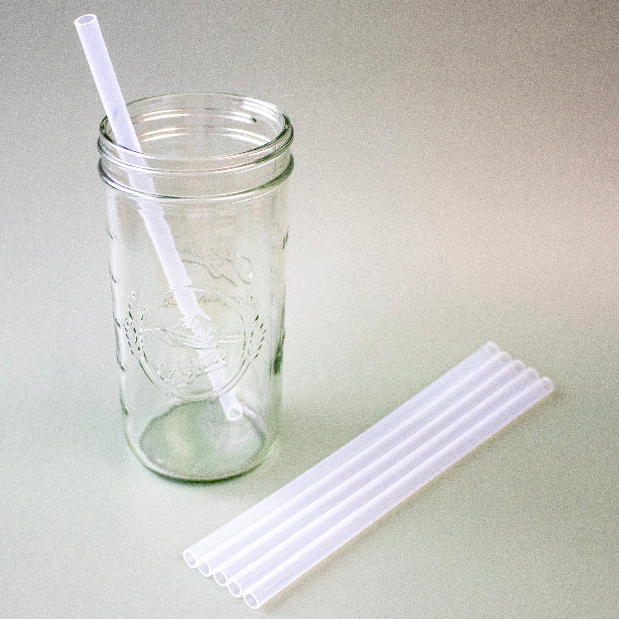 Long 9" Silicone Reusable Straws for Quart or Pint & Half Mason Jars 6 Pack