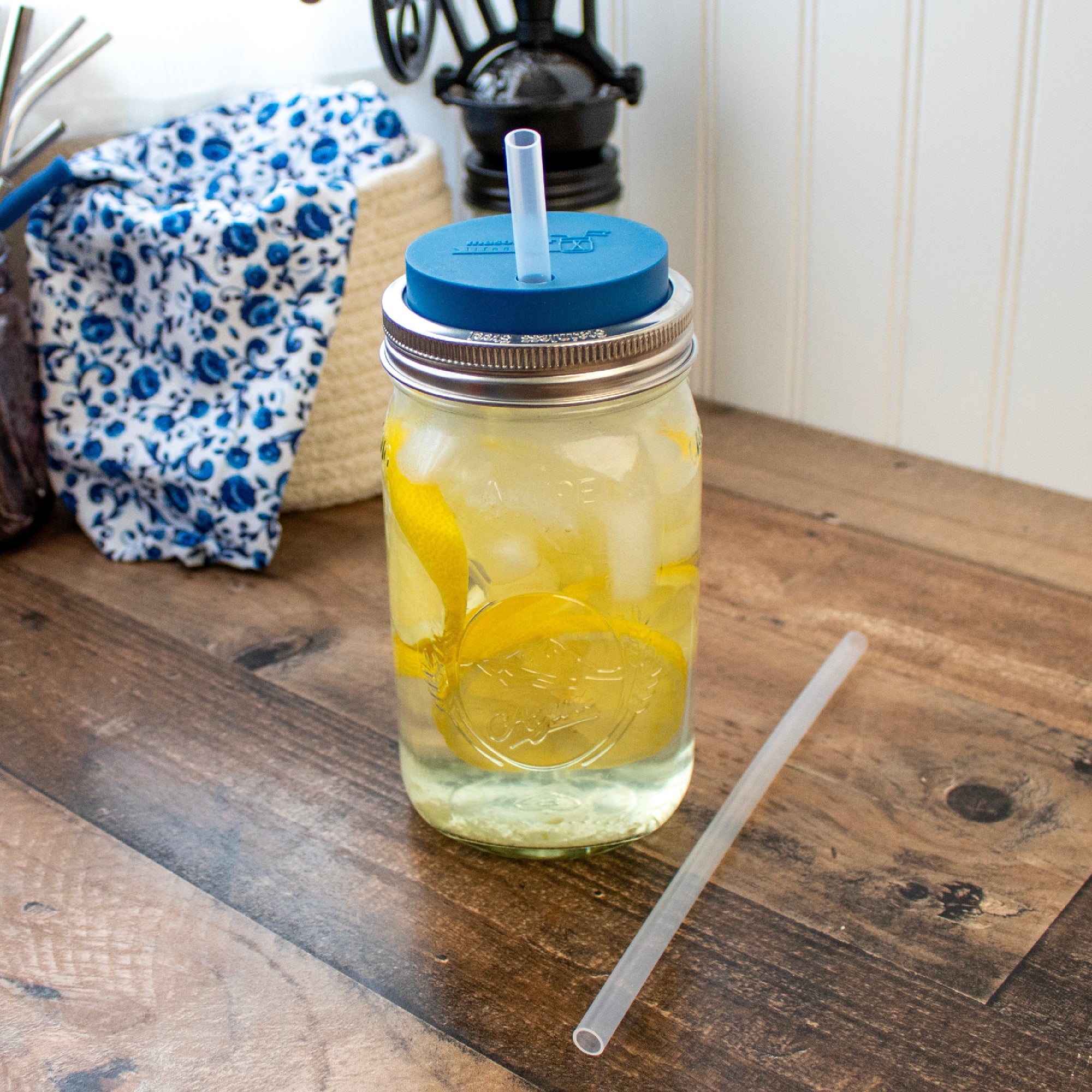 Long 9" Silicone Reusable Straws for Quart or Pint & Half Mason Jars 6 Pack