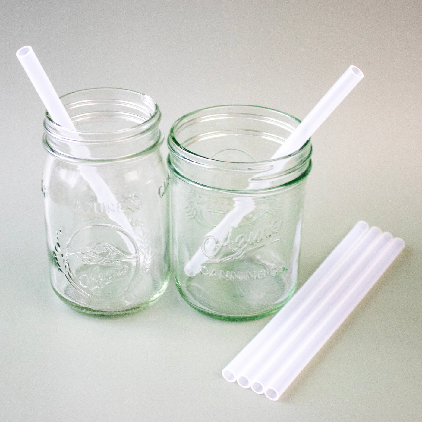 Medium 7 1/4" Silicone Reusable Straws for Pint Mason Jars 8 Pack