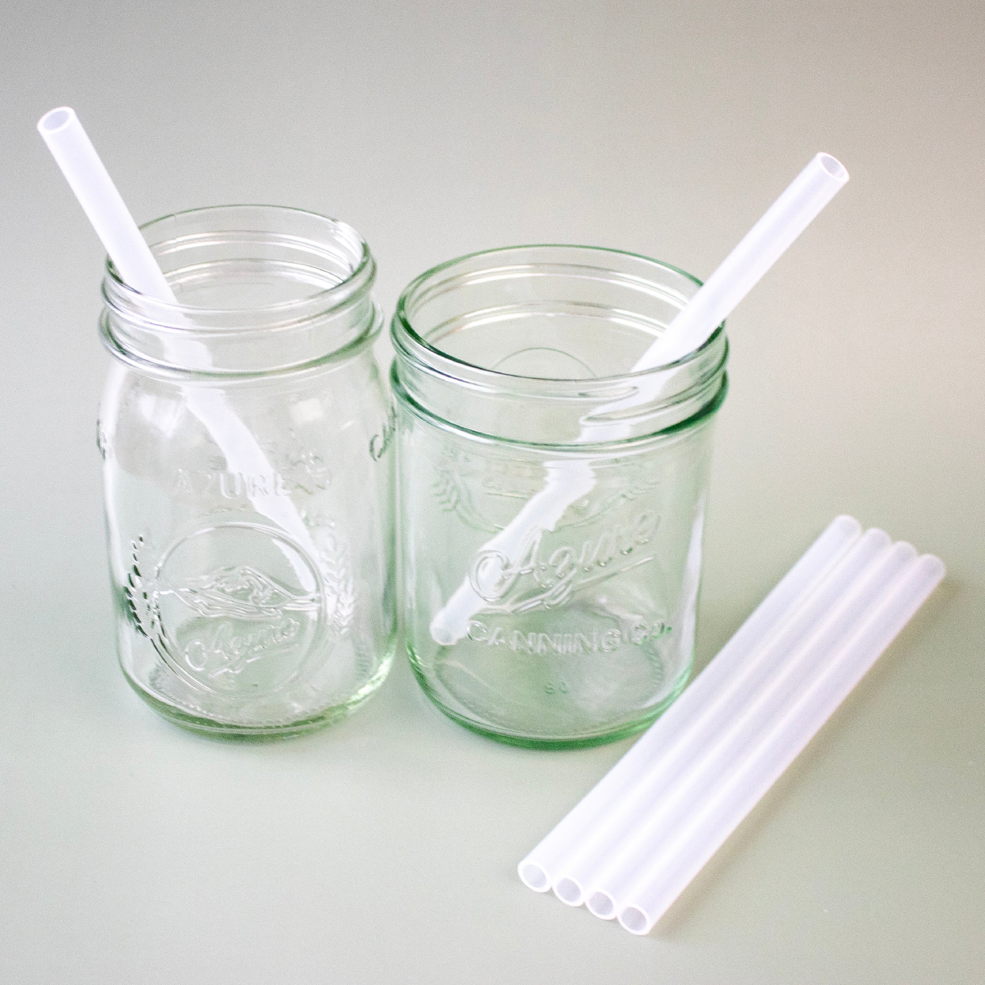 Medium 7 1/4" Silicone Reusable Straws for Pint Mason Jars 8 Pack