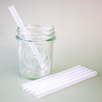 Short 5 3/4" Silicone Reusable Straws for Half Pint Mason Jars 10 Pack