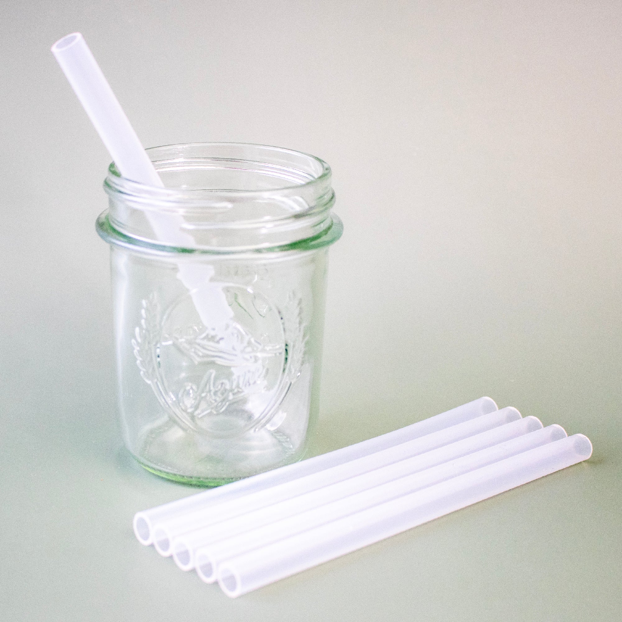 Short 5 3/4" Silicone Reusable Straws for Half Pint Mason Jars 10 Pack