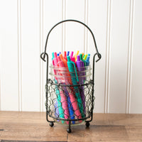 Single Pint Jar Caddy with Chicken Wire for Hanging or Carrying One Mason Jar