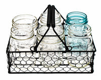 Black Coated Chicken Wire Caddy for Six 16oz Pint Mason Jars