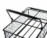 Black Coated Chicken Wire Caddy for Six 16oz Pint Mason Jars