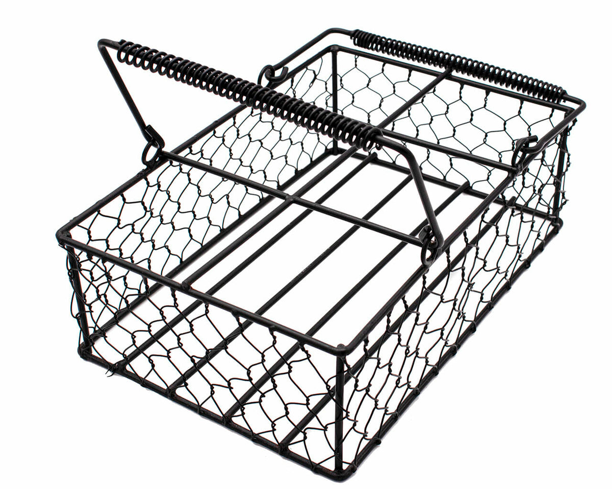 Black Coated Chicken Wire Caddy for Six 16oz Pint Mason Jars
