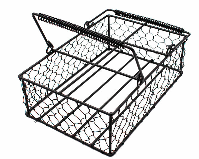 Black Coated Chicken Wire Caddy for Six 16oz Pint Mason Jars
